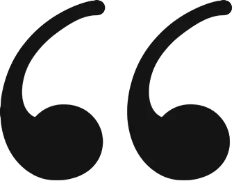 Pair of black quotation marks used for testimonials or customer reviews section.